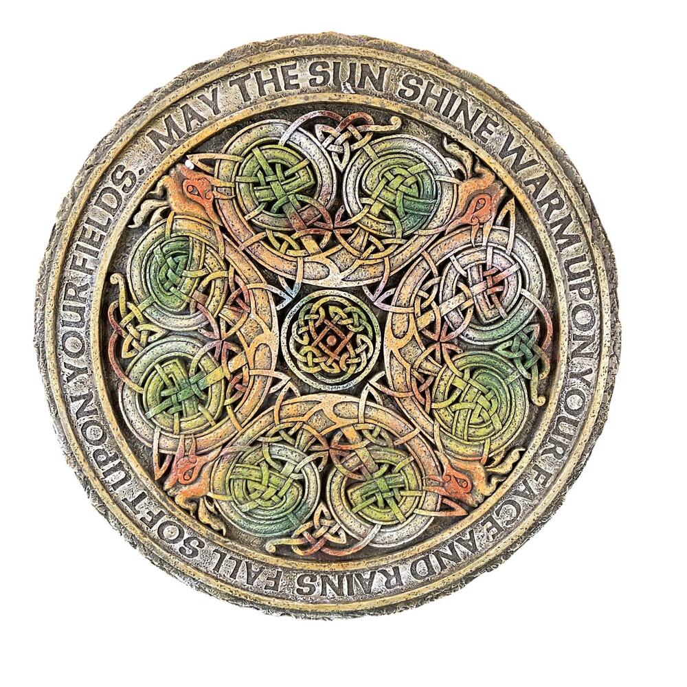 Vintage 90s Roman Inc. Celtic Irish Blessing Wall Plaque Garden Stepping Stone